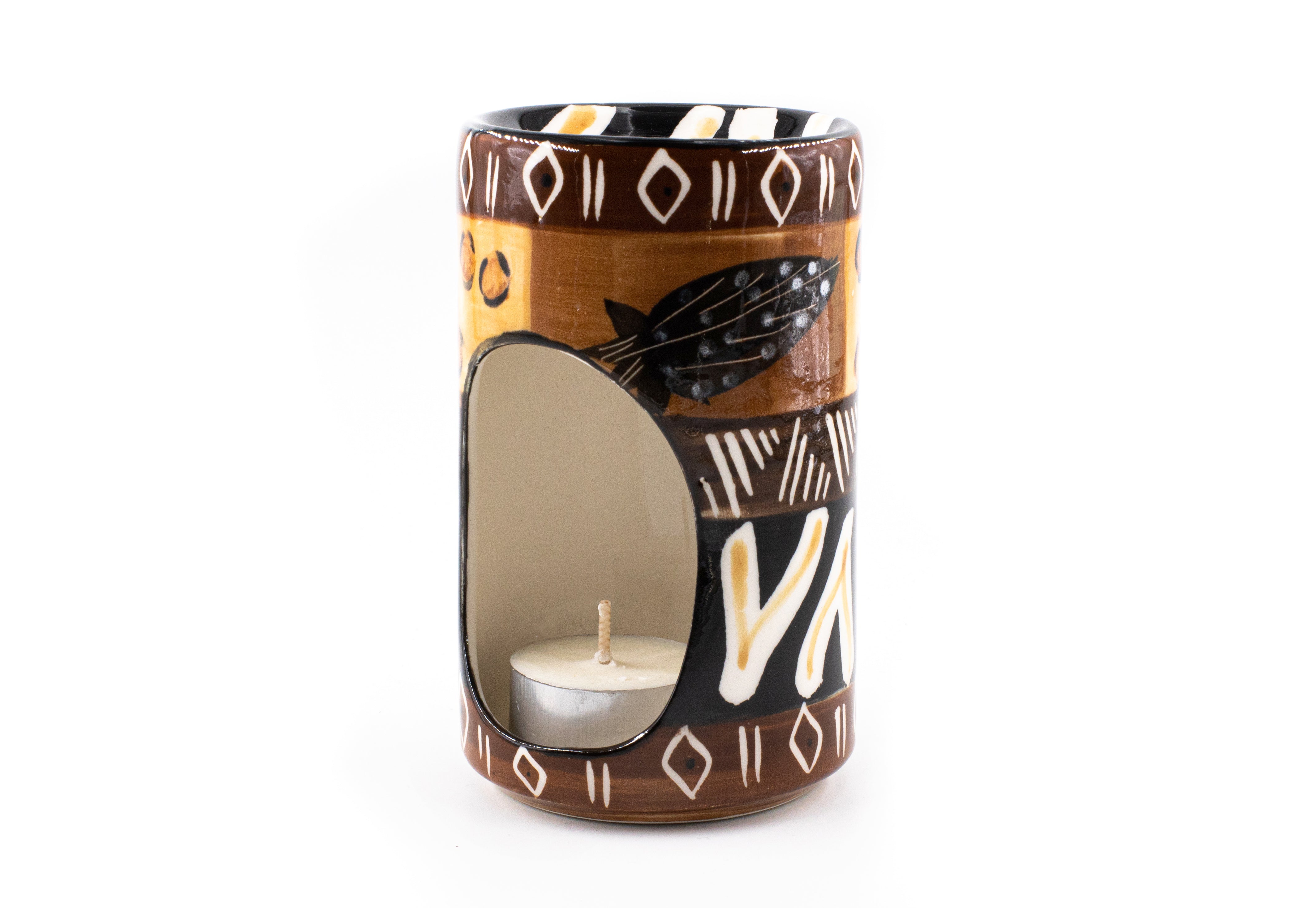Animal Print hand made and hand painted ceramic scent candle burner.