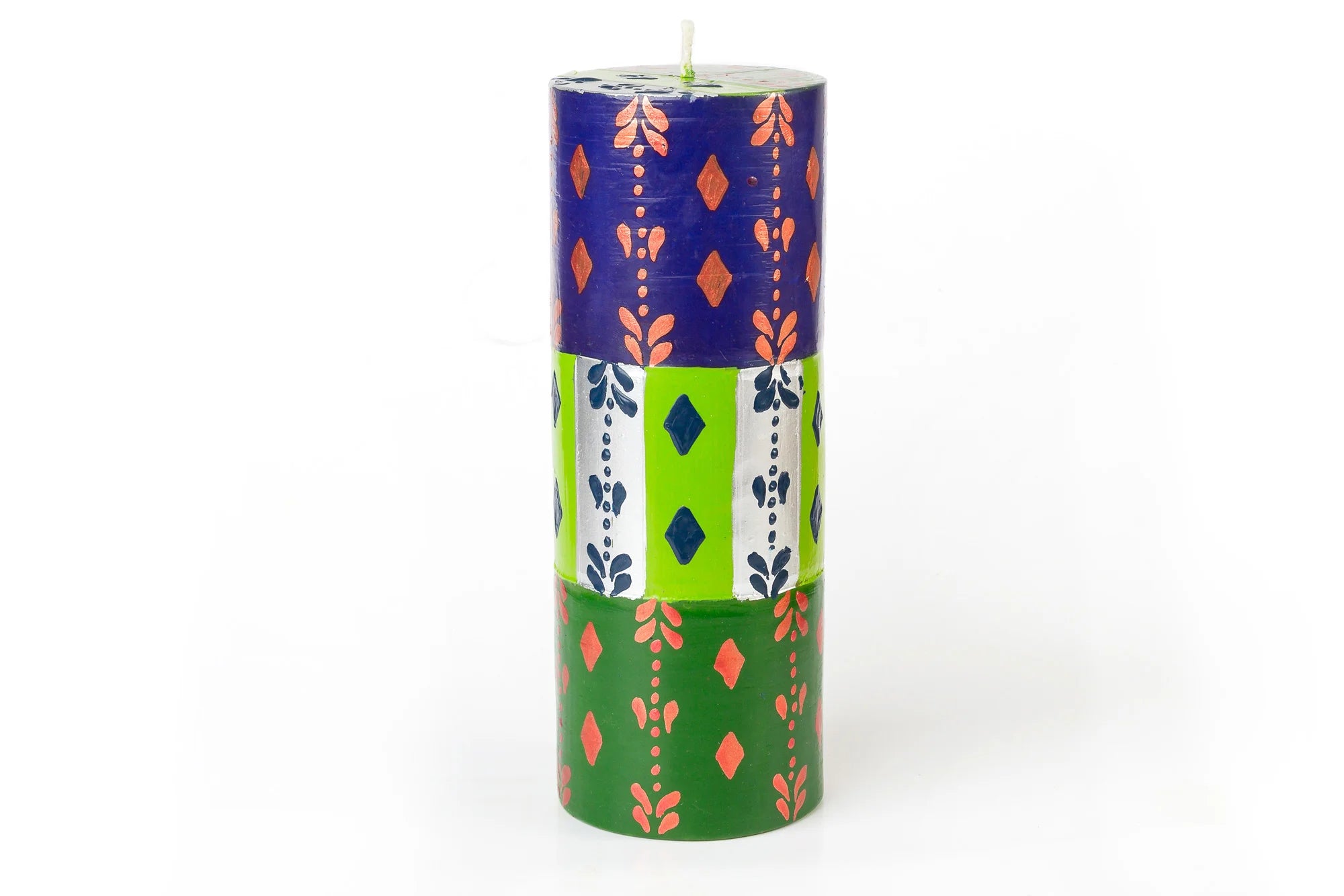 Sari 3" x 8" pillar.  Greens, purple, silver and copper.  So beautiful!